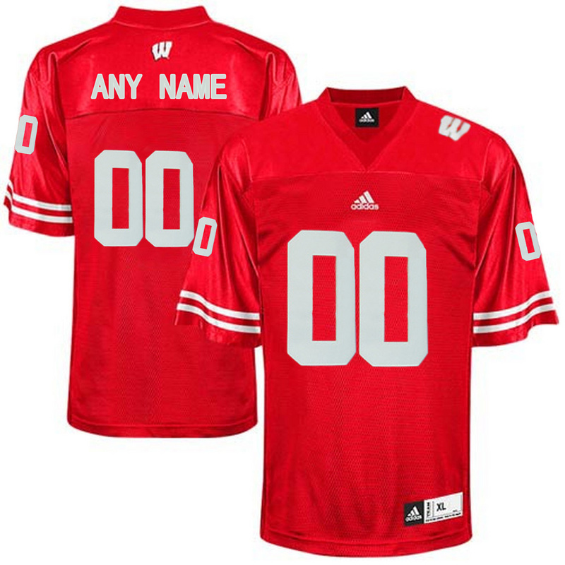 Men Wisconsin Badgers Customized College Football Jersey  Red->->Custom Jersey